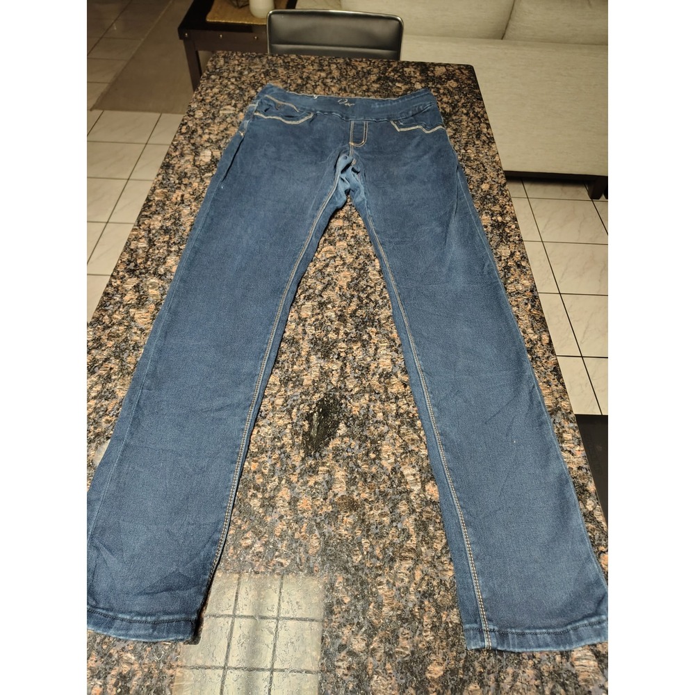 Lola Jeans Anna RB Pull On Straight Leg Jeans Dark Wash Blue Denim Womens 10